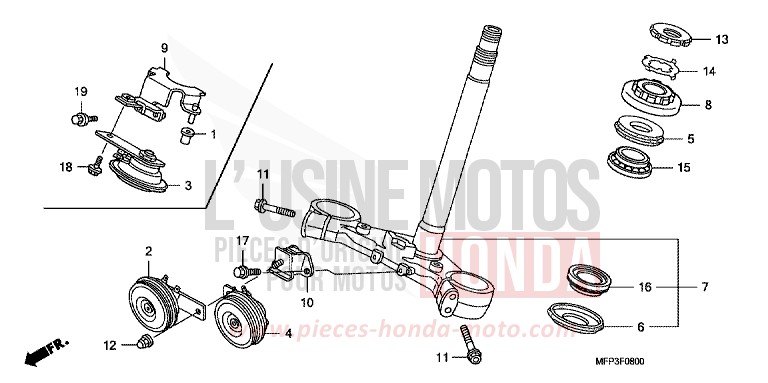 STEERING STEM for CB1300 Super Bold'or ABS PEARL SUNBEAM WHITE (NHA66DF) from 2009